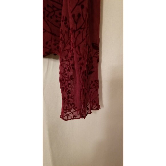 Lord & Taylor Women's Tunic Size Large Wine Coloration Velour Floral Design - Picture 6 of 6